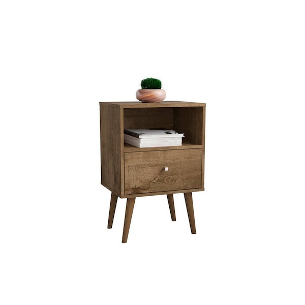 Designed To Furnish Liberty Mid-Century - Modern Nightstand 1.0 with 1 Cubby Space & 1 Drawer, Rustic Brown DE2616402 - main